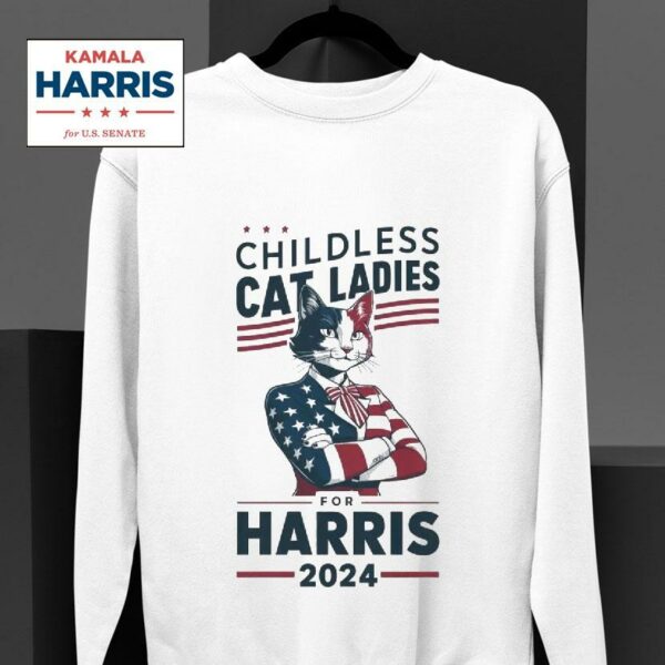 Childless Cat Ladies For Kamala Harris Painting Usa Sweatshirt