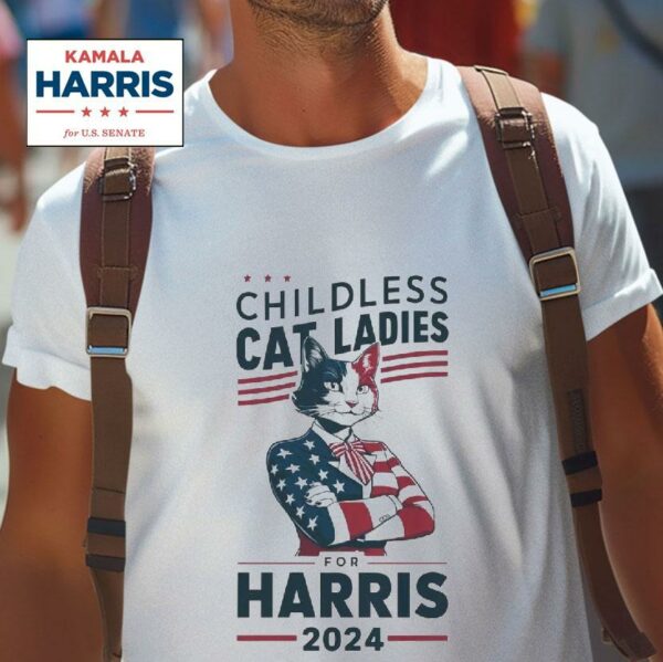 Childless Cat Ladies For Kamala Harris Painting Usa Tshirt