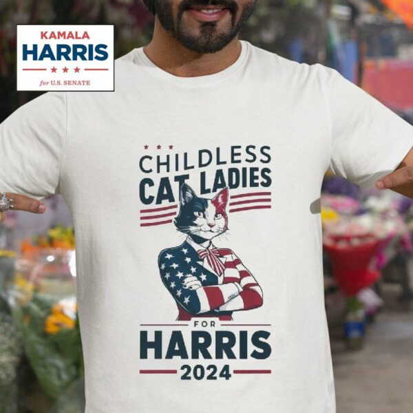 Childless Cat Ladies For Kamala Harris Painting Usa Tshirt