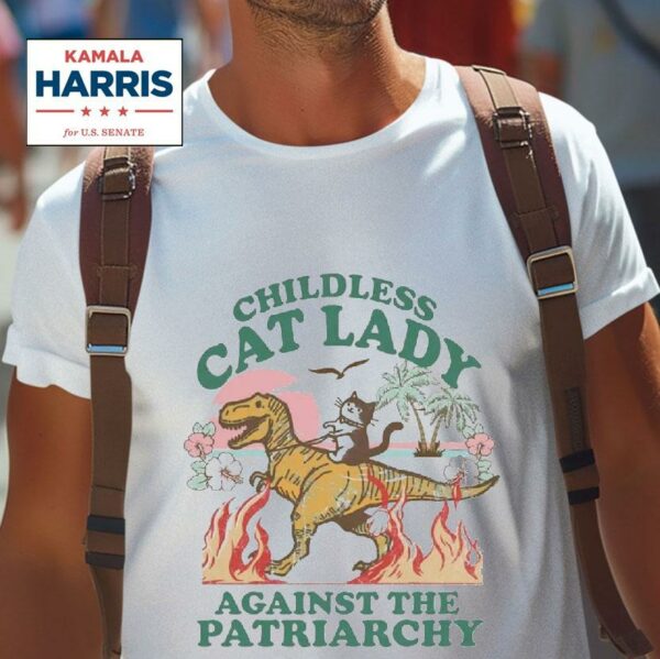 Childless Cat Lady Against The Patriarchy Kamala Harris Coconut Painting Tshirt