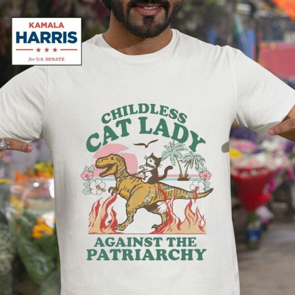 Childless Cat Lady Against The Patriarchy Kamala Harris Coconut Painting Tshirt