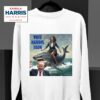 Vote Harris Donald Trump And Kamala Harris Riding A Shark Sweatshirt