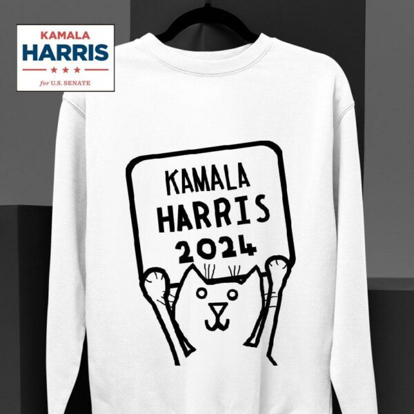 Cat Holding Kamala Harris Sign Sweatshirt