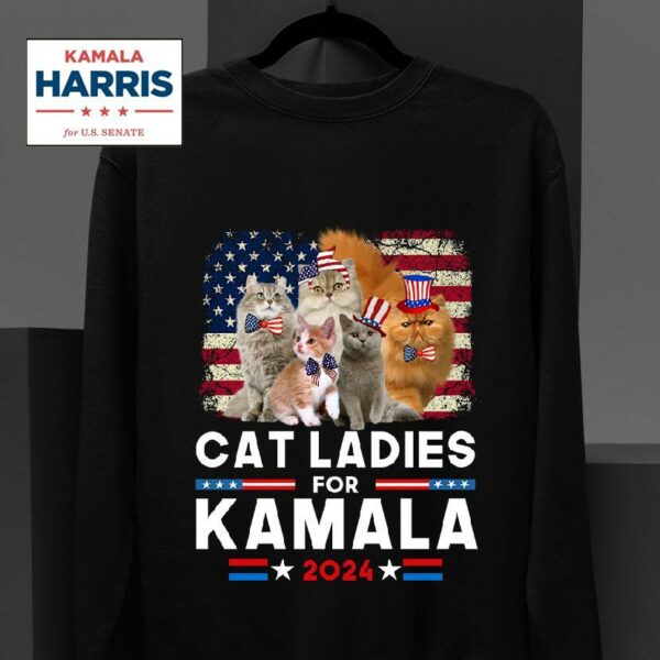 Cat Ladies For Kamala Funny Cat President Kamala Harris Sweatshirt