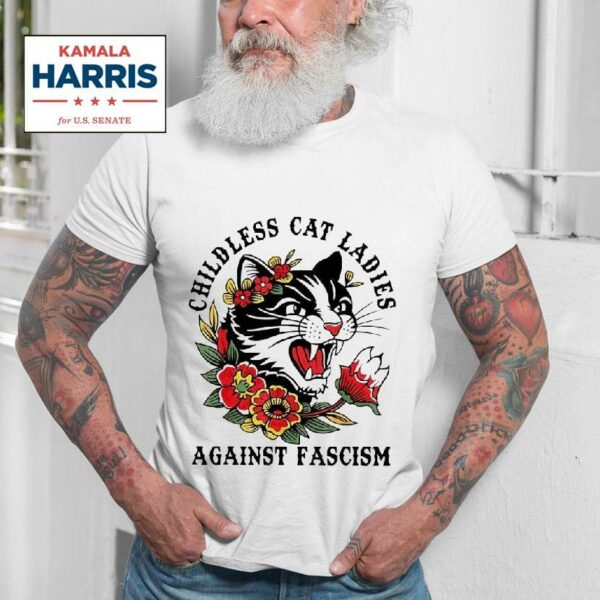 Childless Cat Lady Against Fascism Kamala Harris Tshirt