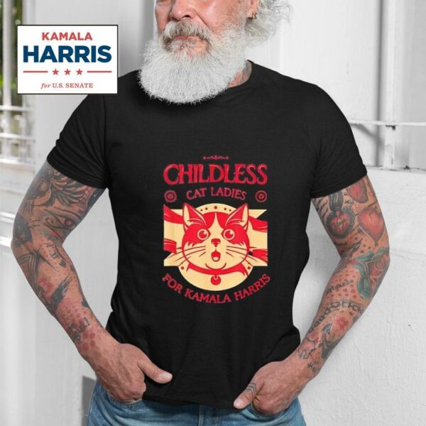 Childless Cat Lady For Kamala Harris Funny Tshirt