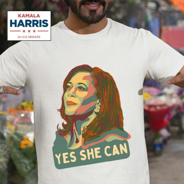 Kamala Harris Portrait Yes She Can Tshirt