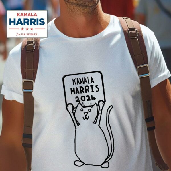 Small Cat And Kamala Harris Sign Tshirt