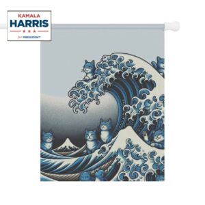 Blue Wave Cat For Kamala Garden Flag Banner