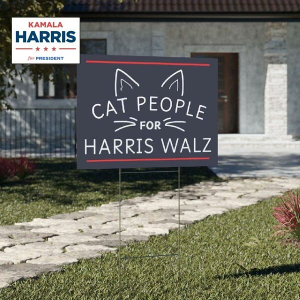 Cat People For Harris Walz Yard Sign