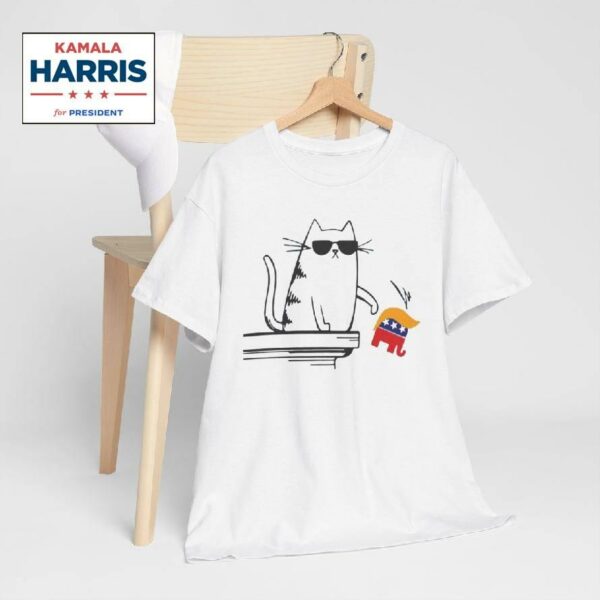 Cool Cat Knock Over Trump Elephant Hair 2024 Harris Walz Shirt