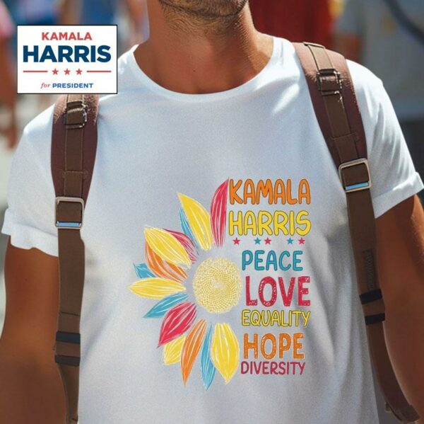 Kamala Harris Peace Love Equality Hope Diversity Colorful Tshirt